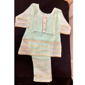 Organza 2pc for kids pakistani/indian kurti pajama